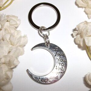 Silver I Love You To the Moon and Back Keychain Key Chain Holder Gift Idea C786